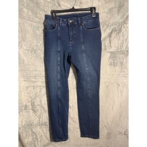 Duluth Trading Co Women's Dark Wash Front Seam Straight Jeans Blue Size 8 Short